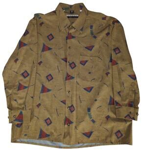 VTG Haupt Men's XL Mustard Geometric Abstract Button Up Shirt Viscose Germany
